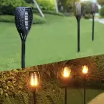Solarne vrtne baklje LED s efektom plamena – set 4 kom