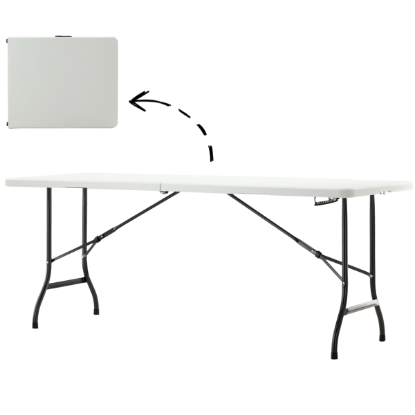 Sklopivi catering stol 180 x 70 cm – bijeli, nosivost 150 kg