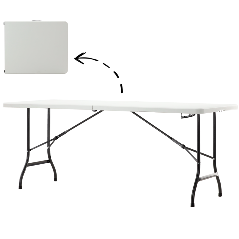 Sklopivi catering stol 180 x 70 cm – bijeli, nosivost 150 kg