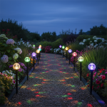 Solarna vrtna LED svjetiljka RGB Garden Line – višebojna, crna