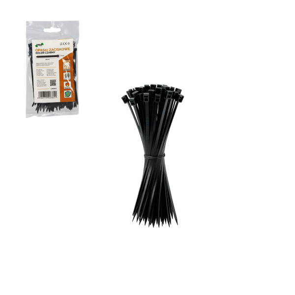 Crne najlonske vezice za kabele 2,5 × 100 mm – 100 kom, UV otporne