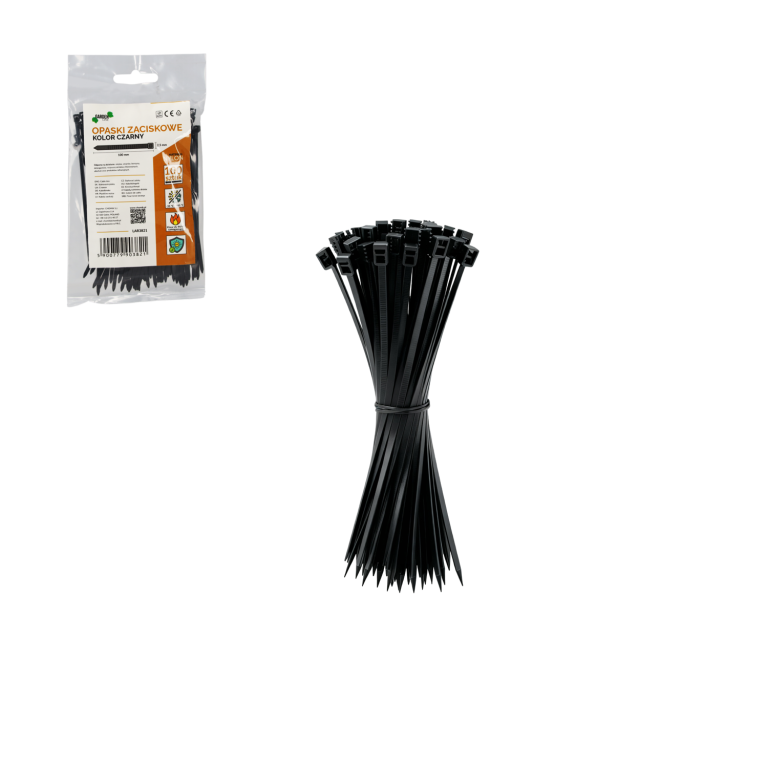 Crne najlonske vezice za kabele 2,5 × 100 mm – 100 kom, UV otporne