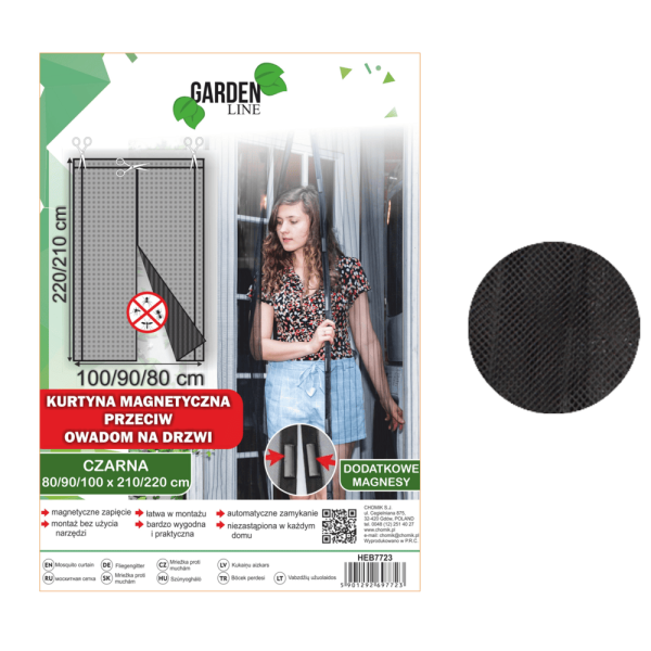 Magnetska mreža protiv komaraca za vrata 80/90/100 × 210/220 cm – crna