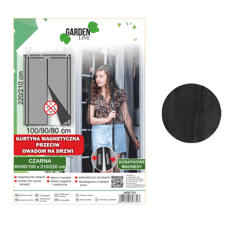 Magnetska mreža protiv komaraca za vrata 80/90/100 × 210/220 cm – crna