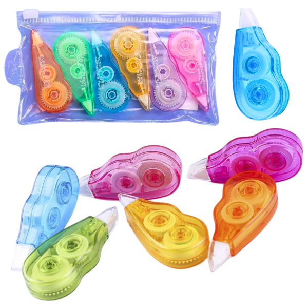 Set korektora u traci 6 kom – različite boje s torbicom